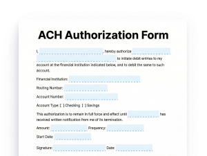ACH authorization form